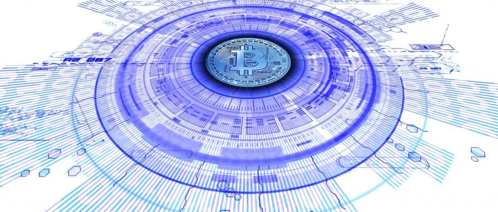 Obraz symbolizujący blockchain i walutę bitcoin